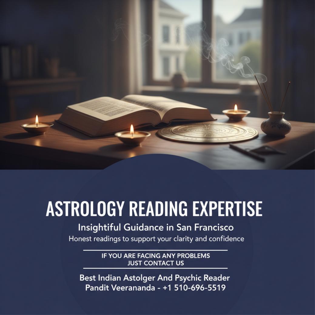 Vedic astrology reading tools on desk in San Francisco room