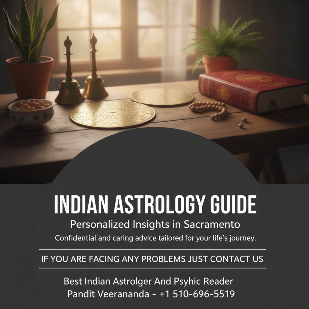 Trusted Indian Astrologer in Sacramento Traditional Vedic astrology tools setup Sacramento calm space