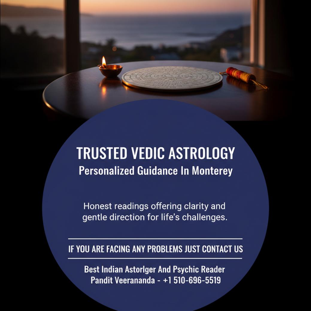 vedic astrology chart with traditional items in monterey setting