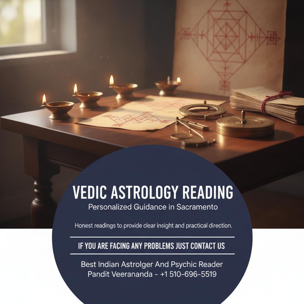 How Vedic Astrology Reading Helps in Sacramento, CA Vedic astrology reading setup with yantras and lamps in Sacramento