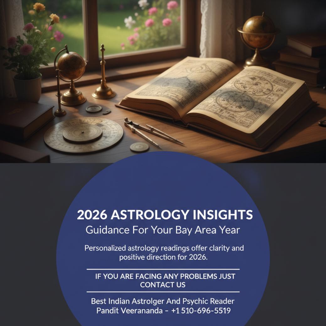 What 2026 Vedic Astrology Predictions Mean for Bay Area Residents Traditional Vedic astrology script and tools on desk Bay Area