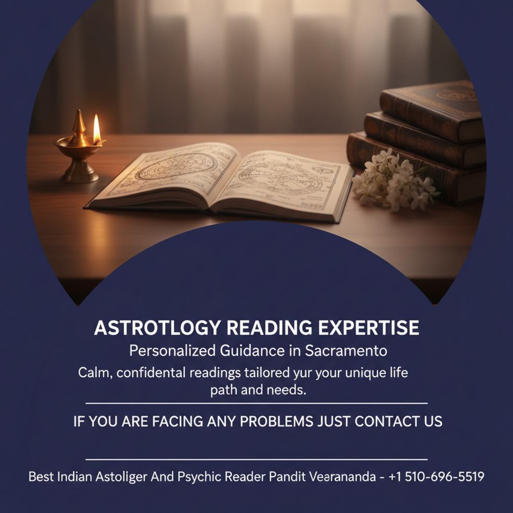 Vedic astrology kundli chart with diya lamp in Sacramento office