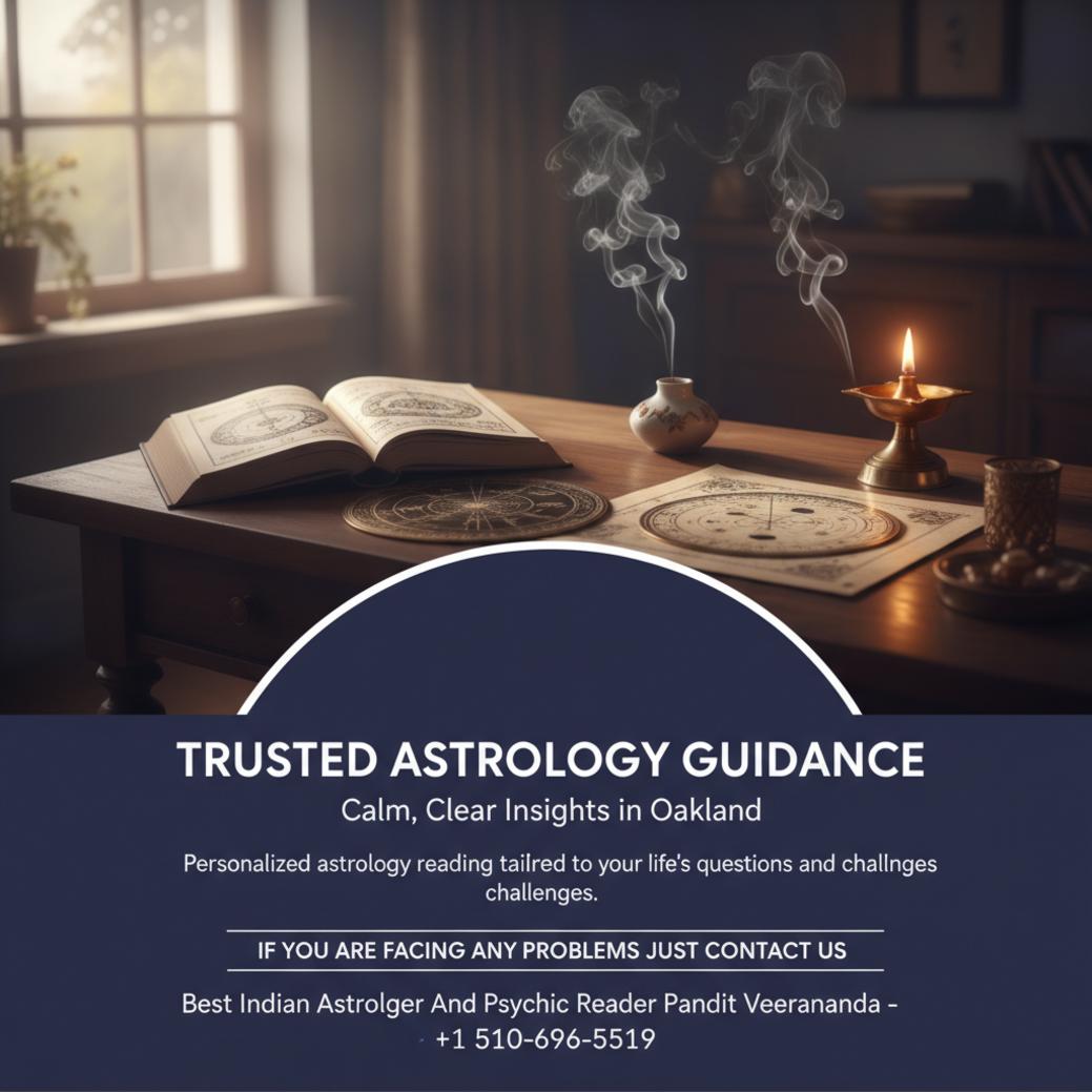 Best Indian astrologer books and charts on wooden desk Oakland