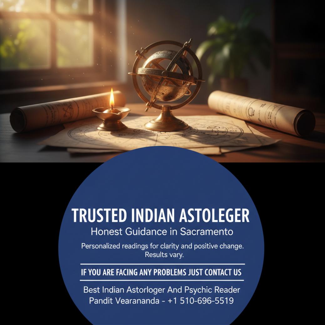 Traditional Vedic astrology tools on a desk in Sacramento office