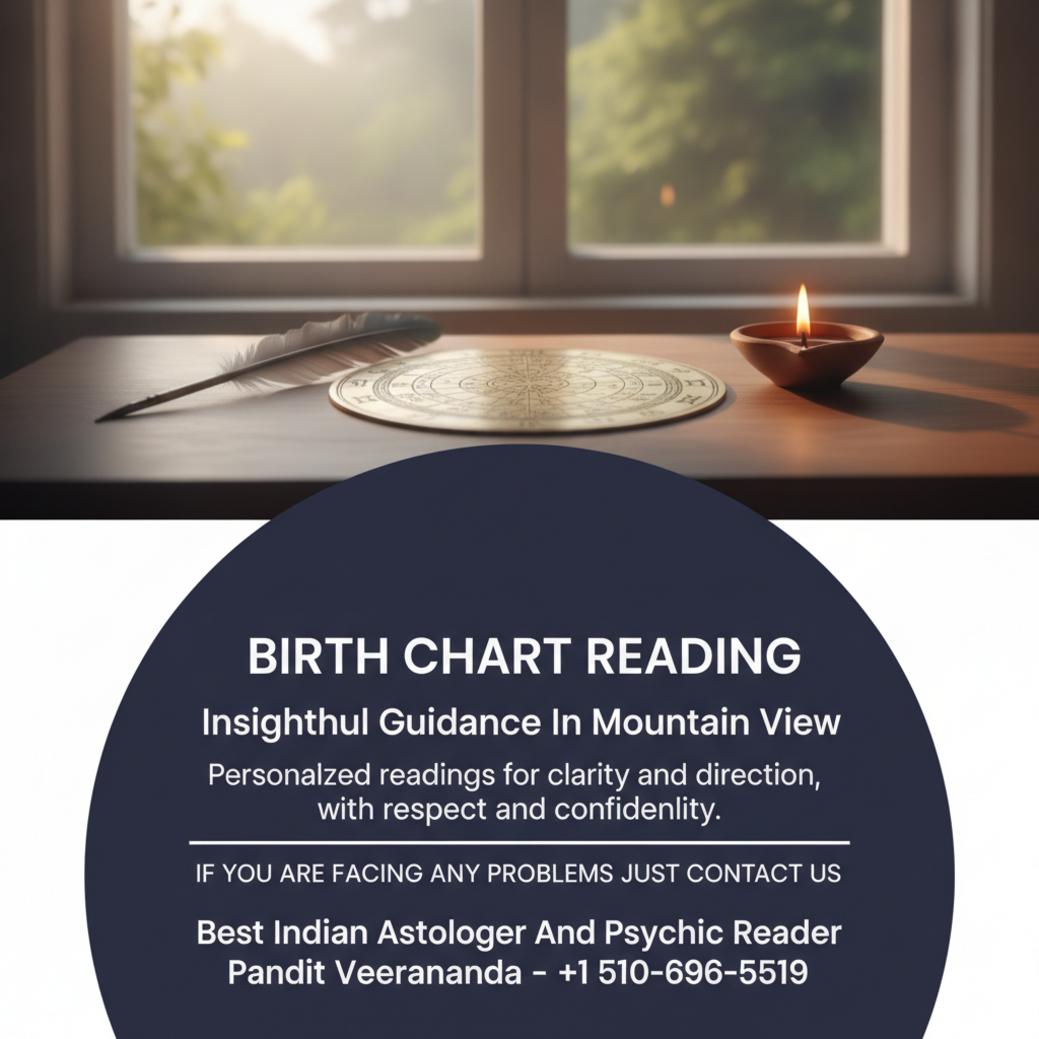 Birth chart reading setup with astrological tools in Mountain View office