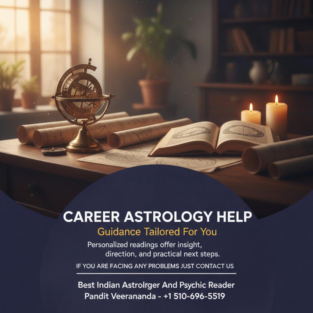 Career astrology guidance tools on a wooden desk in Monterey, CA