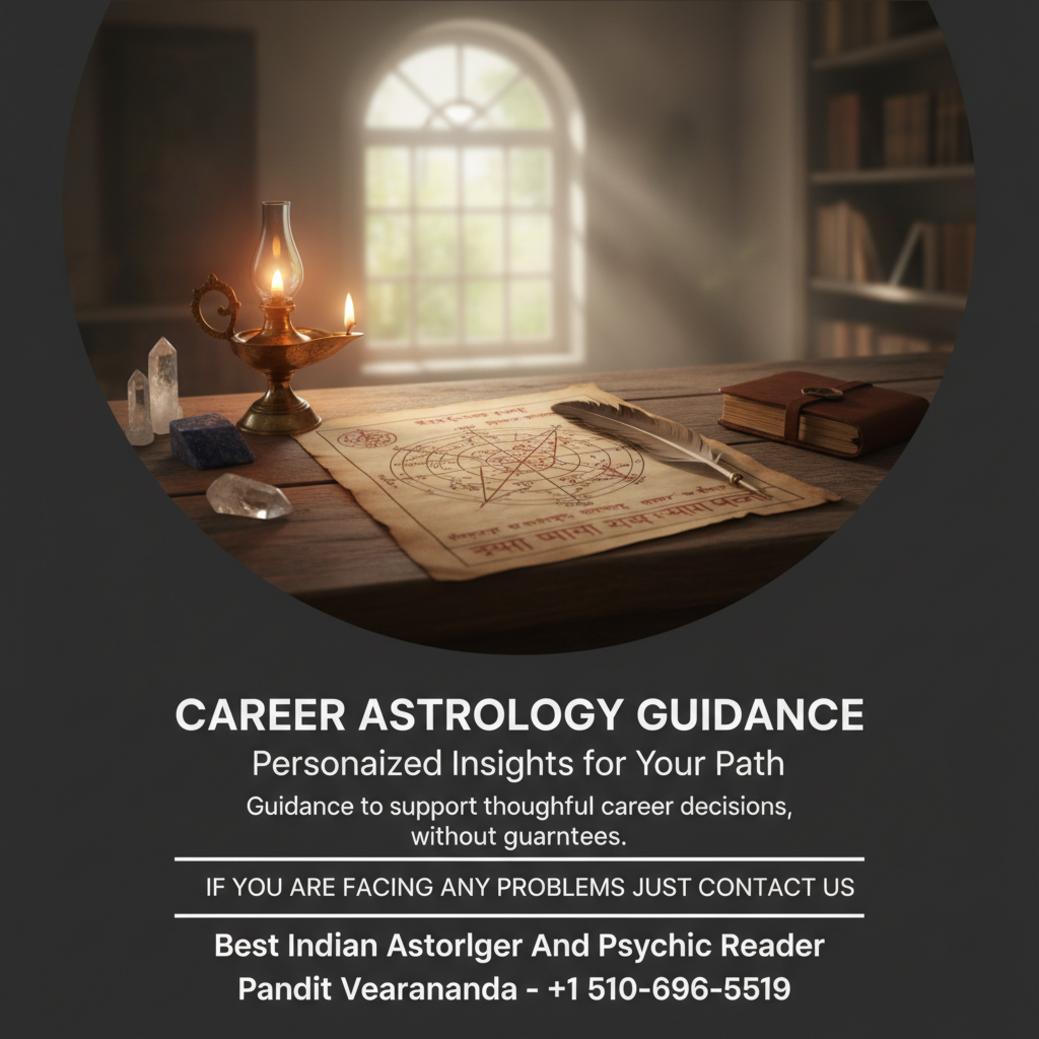 Career astrology guidance setup with Vedic charts in Sacramento room