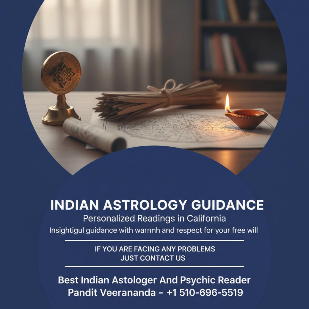 Traditional Vedic astrology tools on desk representing indian astrologer in california