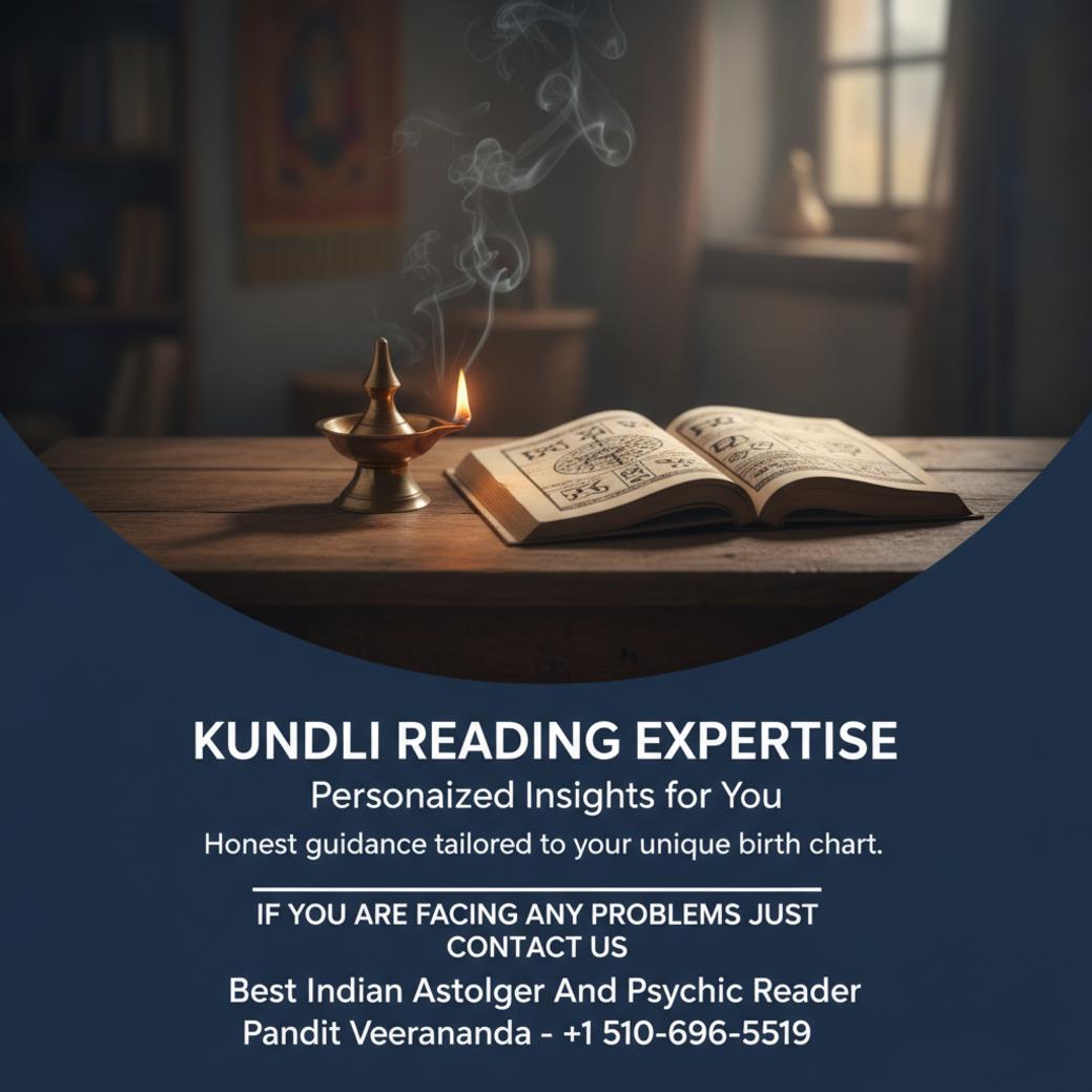 Kundli reading chart and lamp on wooden table Fresno