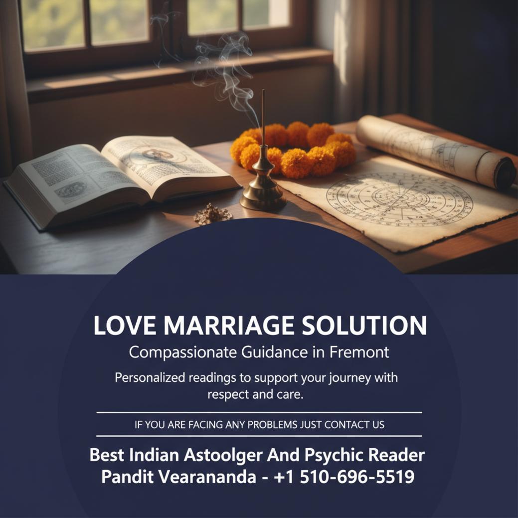 Love marriage solution astrology chart setup in Fremont pastoral room