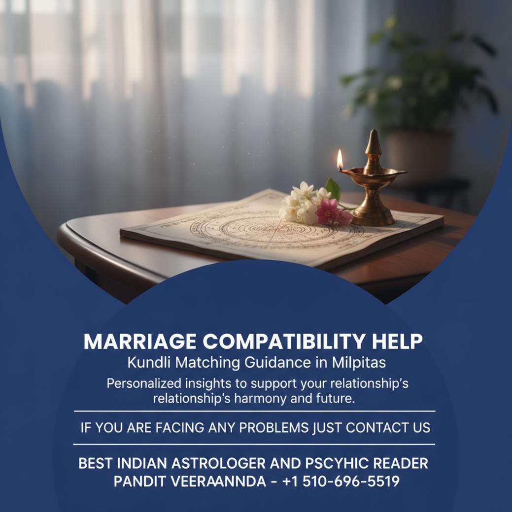 Marriage compatibility kundli matching chart and lamp in Milpitas room