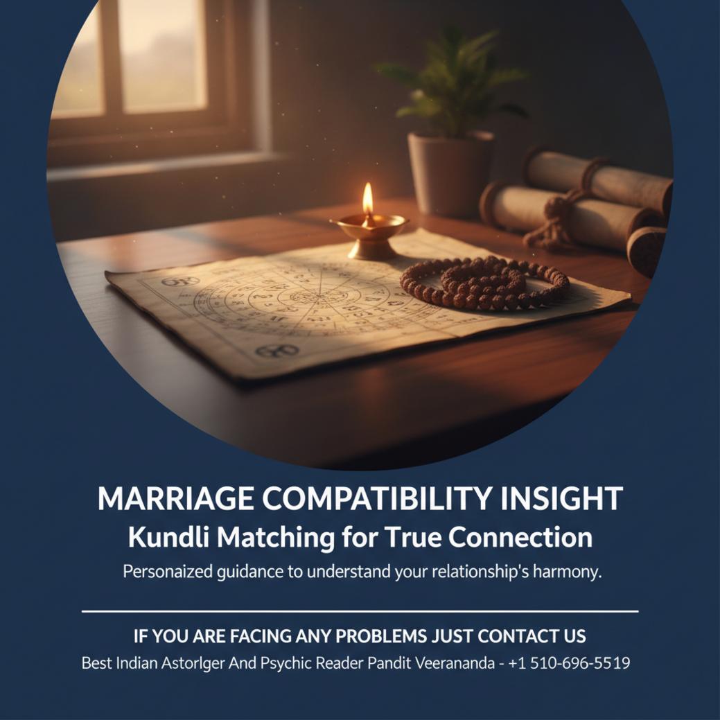 Marriage compatibility kundli matching chart on wooden desk San Diego