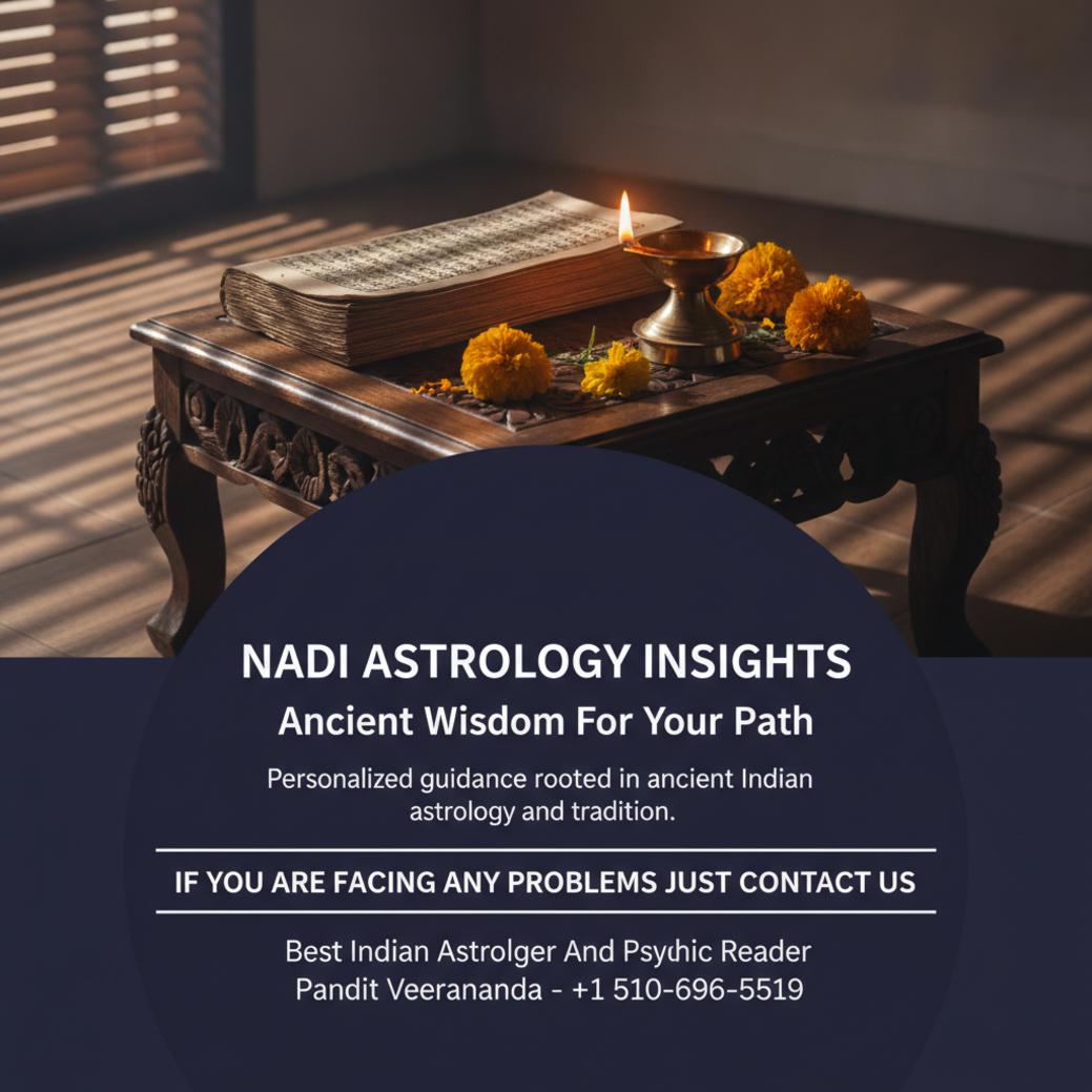 Nadi astrology palm leaf manuscript on table in Mountain View setting