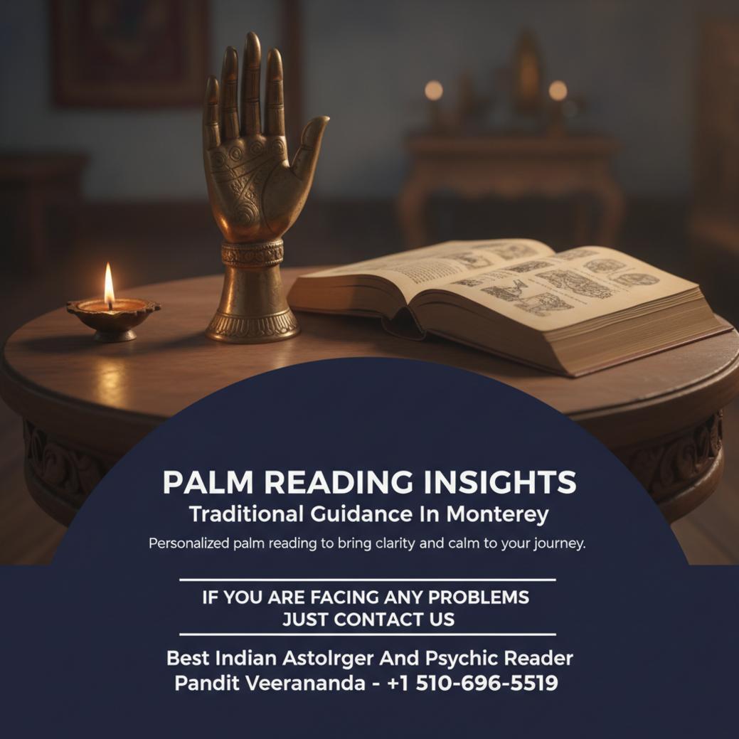 Palm reading setup with palmistry hand and book in Monterey, CA
