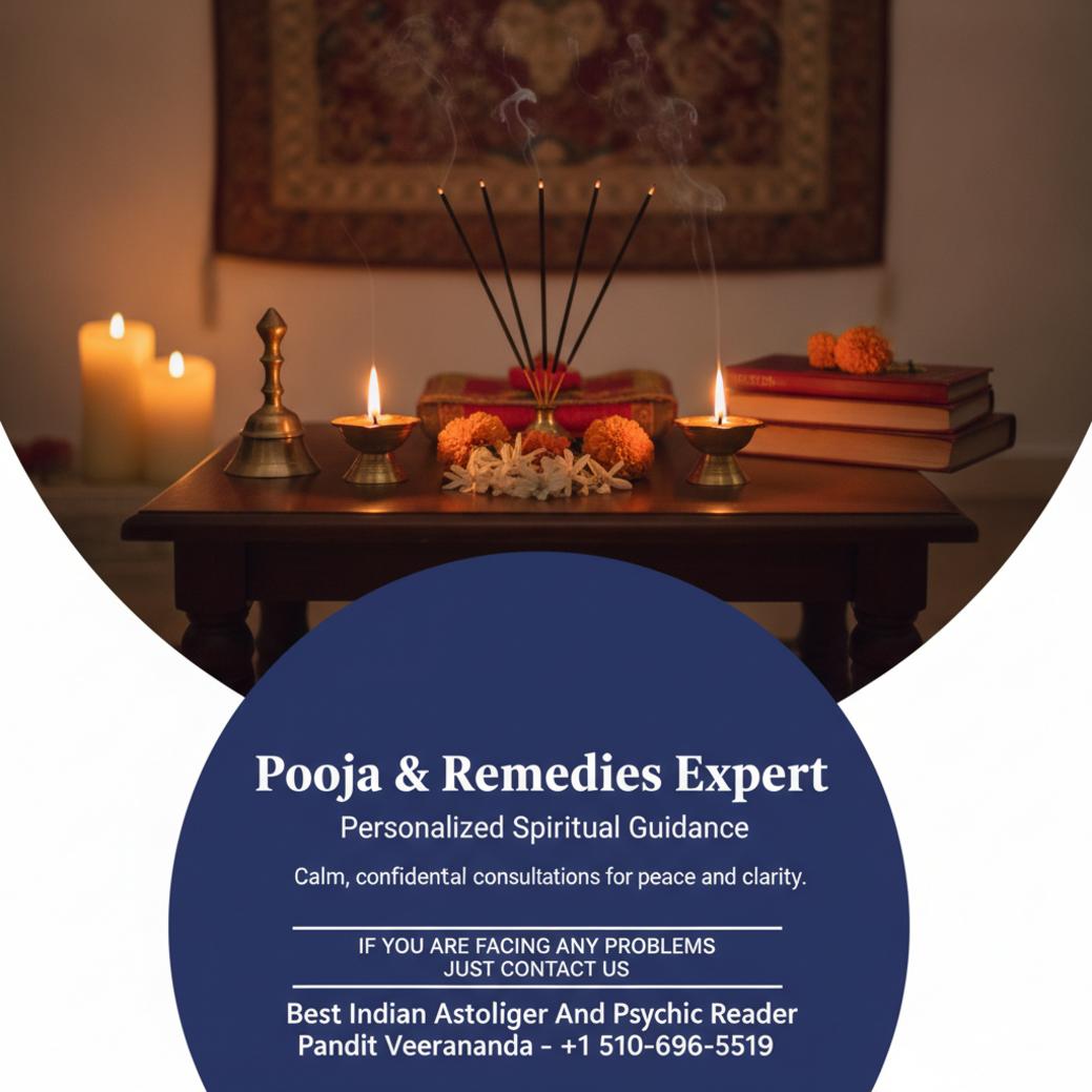 Serene pooja setup with lamps and incense in Cupertino, CA