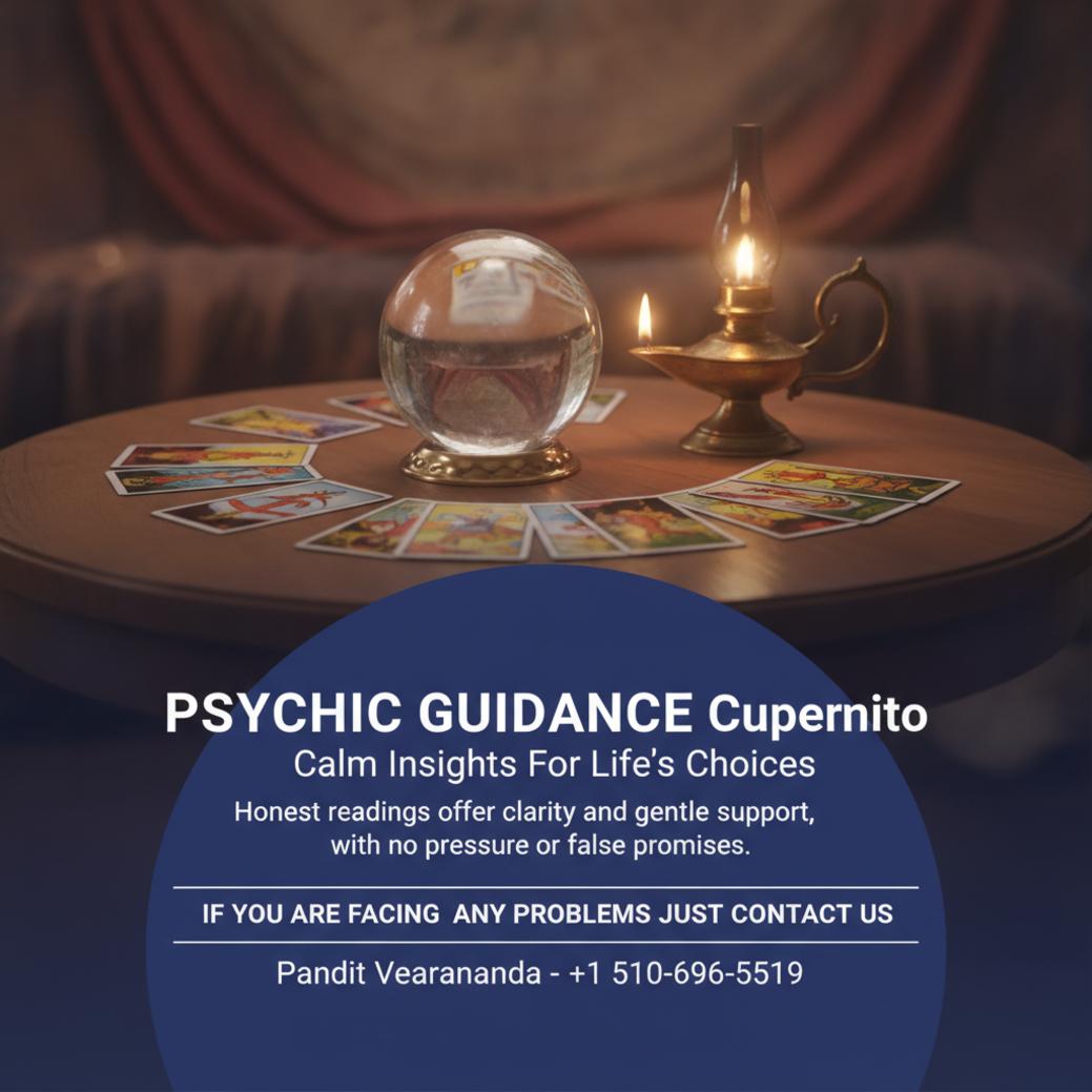 Psychic reading setup with crystal ball and tarot cards in Cupertino