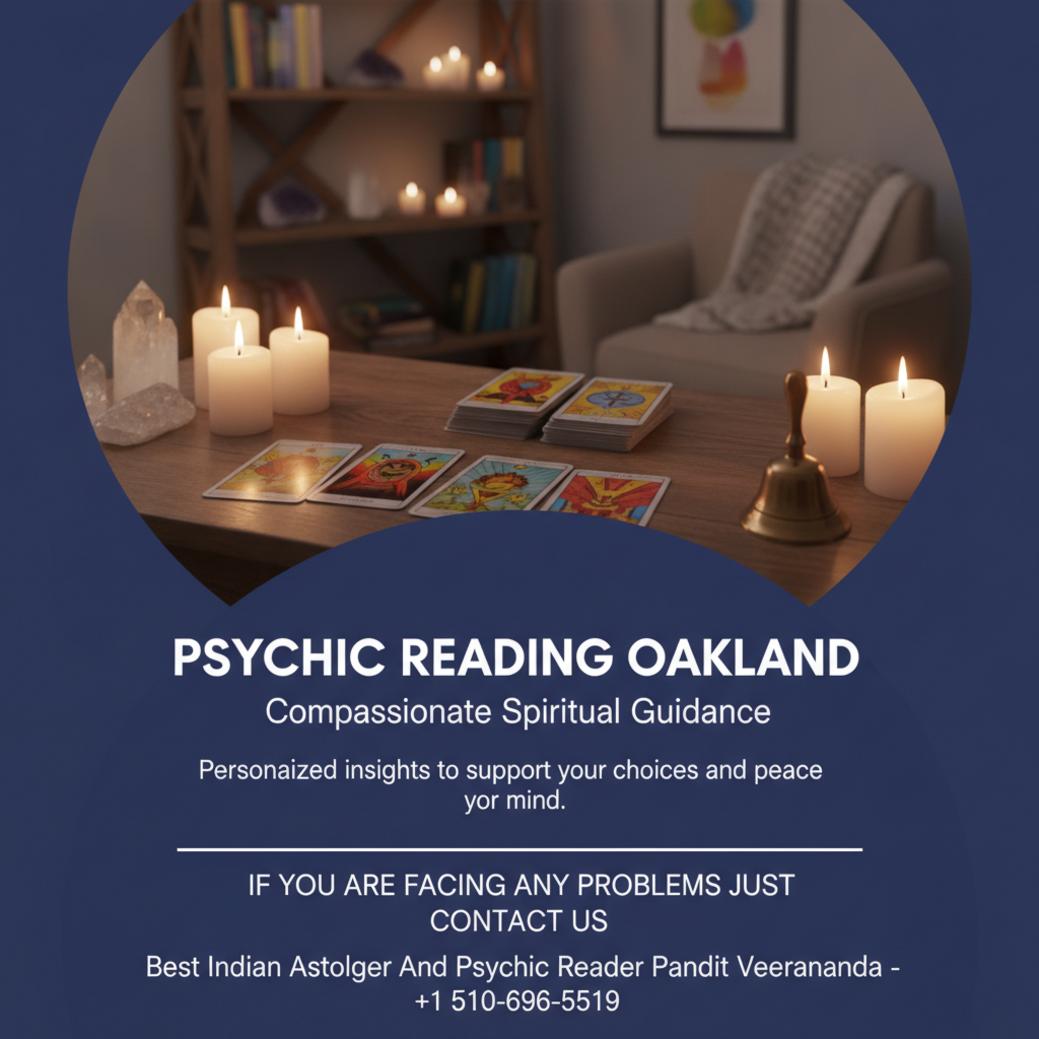 Trusted Psychic Reading in Oakland, CA for Clarity and Peace Calm spiritual setting with tarot cards and candles for psychic reading Oakland, CA