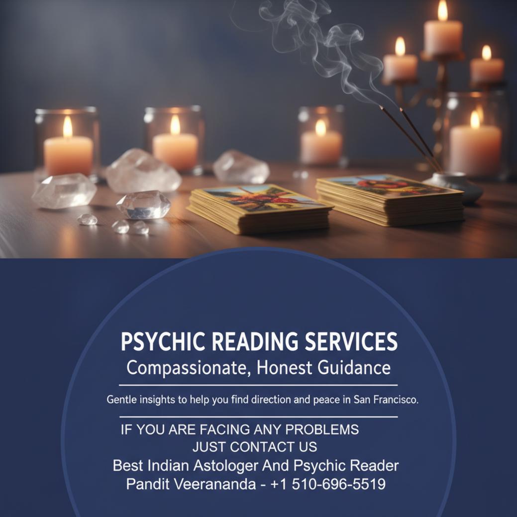 Calm psychic reading setup with tarot and crystals in San Francisco