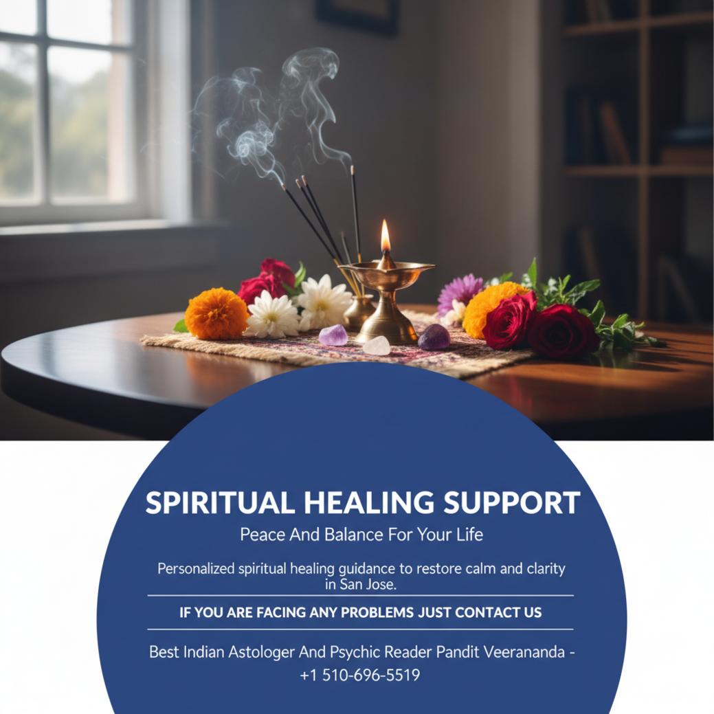 Spiritual healing altar with light and incense in San Jose room