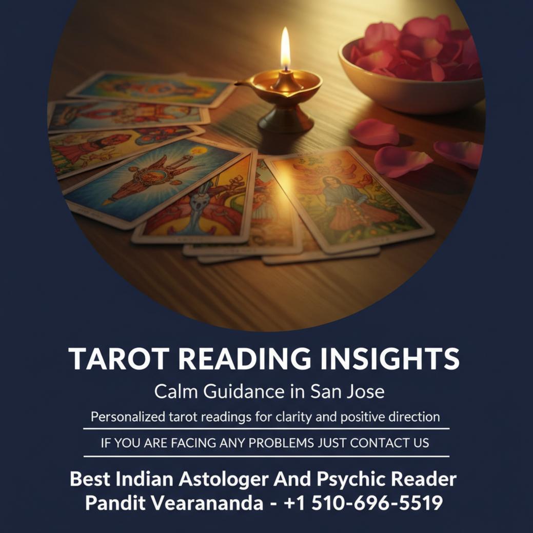 tarot reading session with cards and lamp in San Jose office