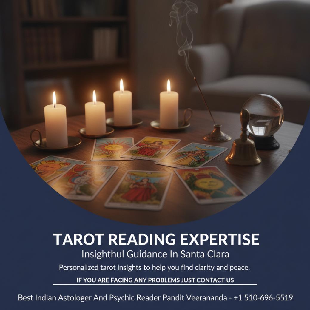 tarot cards laid out for reading indoors Santa Clara calm atmosphere