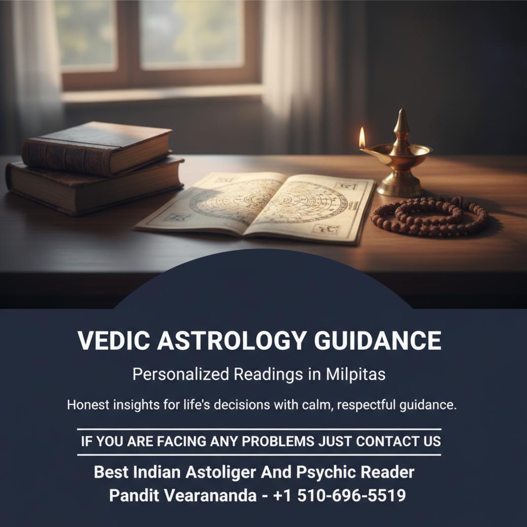 Vedic astrologer birth chart and spiritual items in Milpitas scene