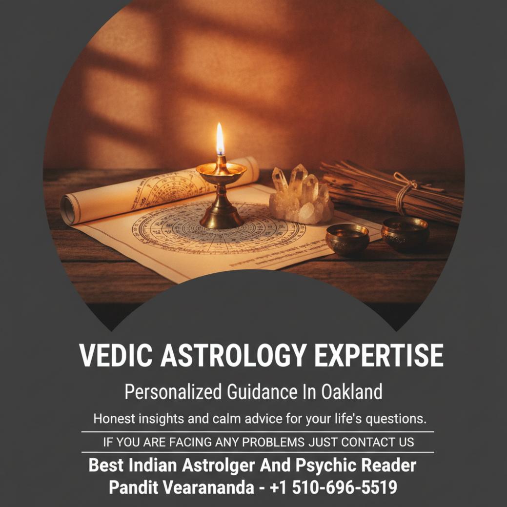 Traditional Vedic astrology tools on table in Oakland, CA practice