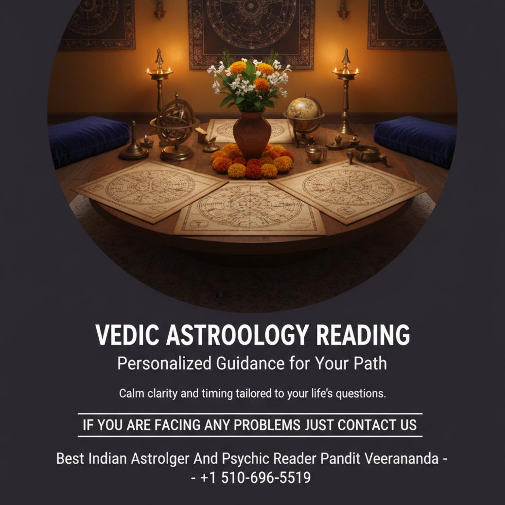 Vedic astrology reading charts and instruments in Los Angeles setting