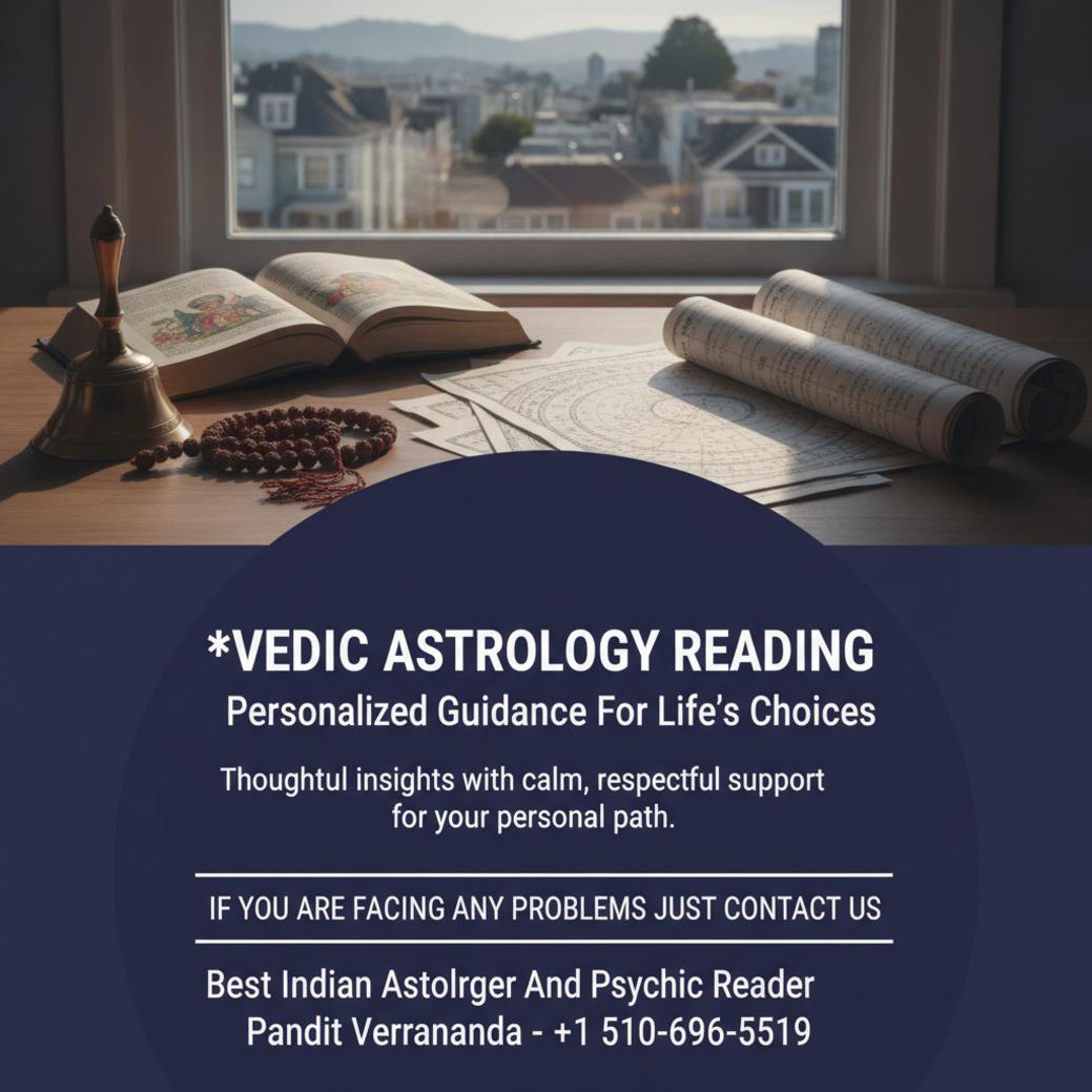 Vedic astrology reading materials with kundli charts in San Francisco office