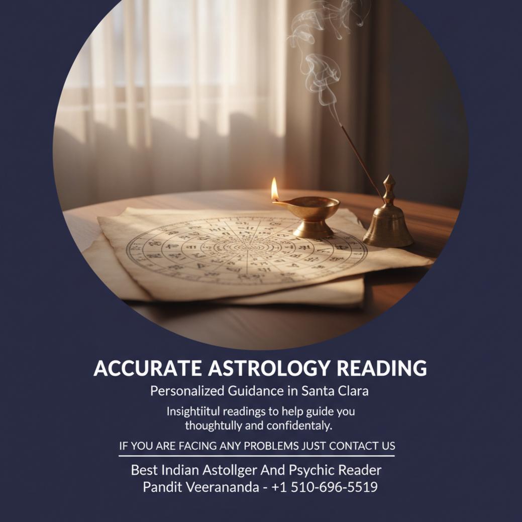 Vedic astrology birth chart with diya lamp in Santa Clara room
