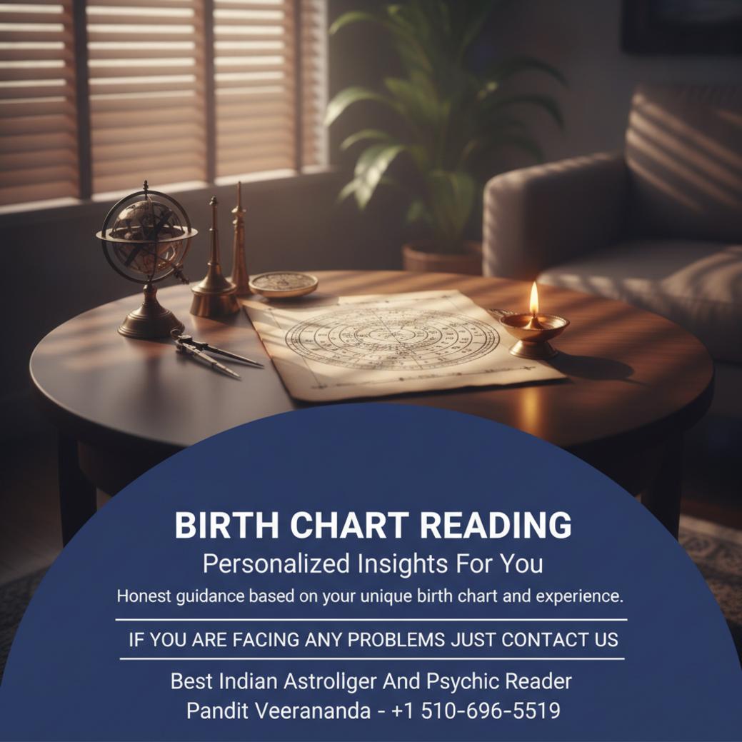 birth chart reading setup with astrological chart and tools in sacramento room
