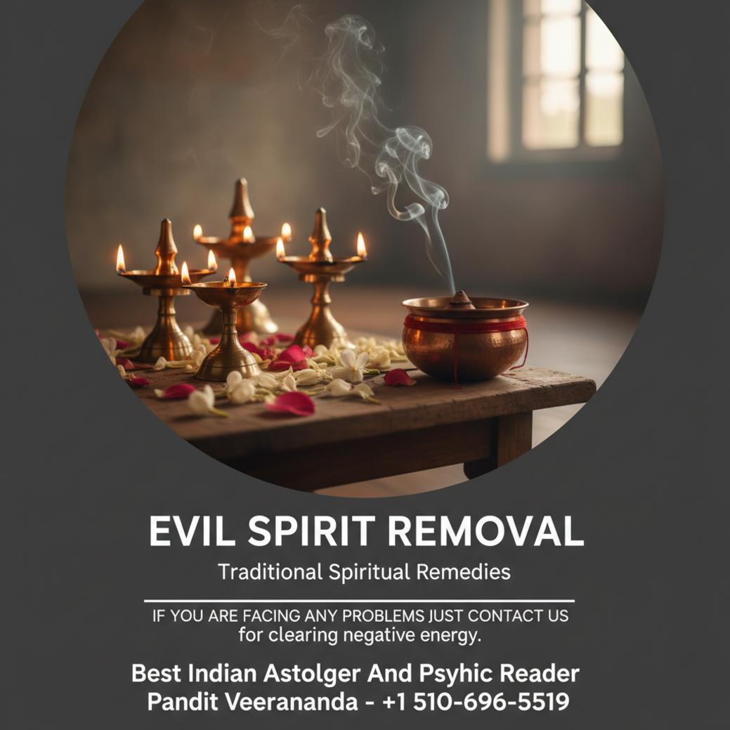 Evil spirit removal spiritual altar setup in mountain view room