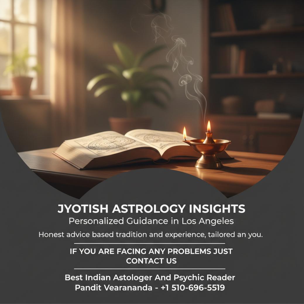 Softly lit jyotish astrology reading setup in Los Angeles room