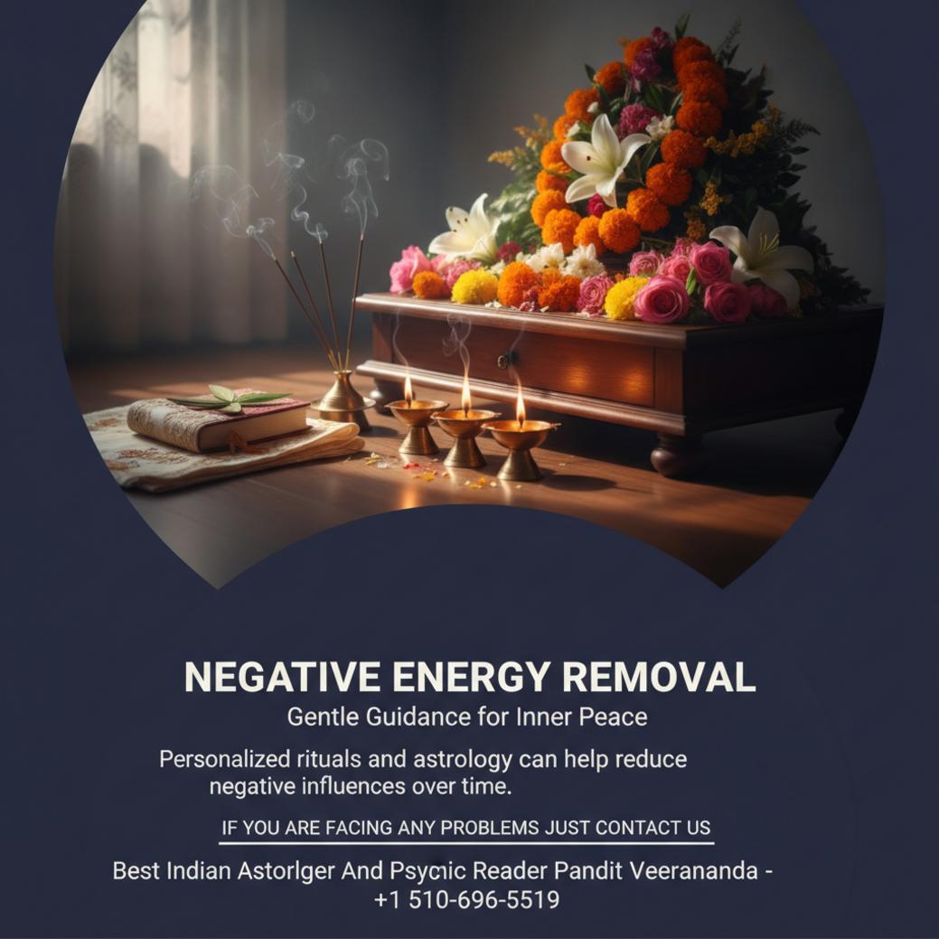 Negative energy removal setup with incense and spiritual altar in Milpitas room