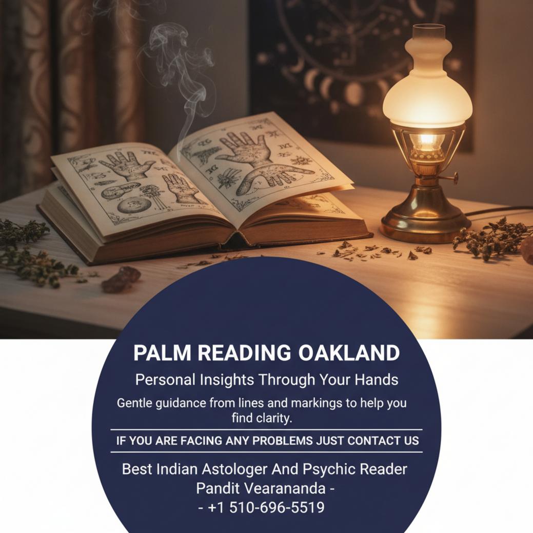 What Palm Reading in Oakland, CA Reveals About You Palm reading tools and chart on wooden table in Oakland calm room