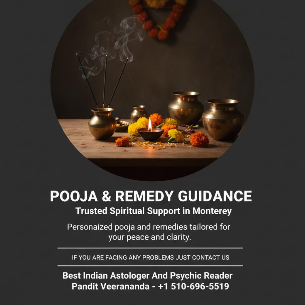 Traditional pooja setup with oil lamps and incense in Monterey, CA