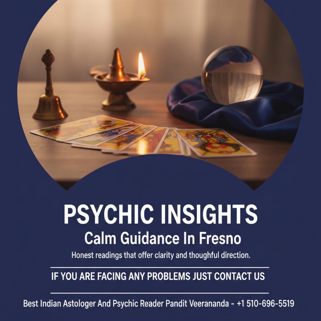 Calm psychic reading setup with crystal ball and tarot cards in Fresno