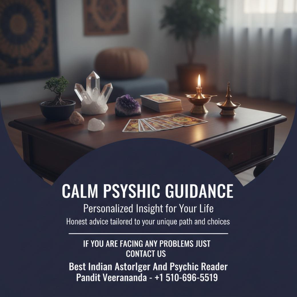 Trusted Psychic in Mountain View, CA for Clarity and Support Peaceful psychic reading setup with Vedic astrology tools in Mountain View setting