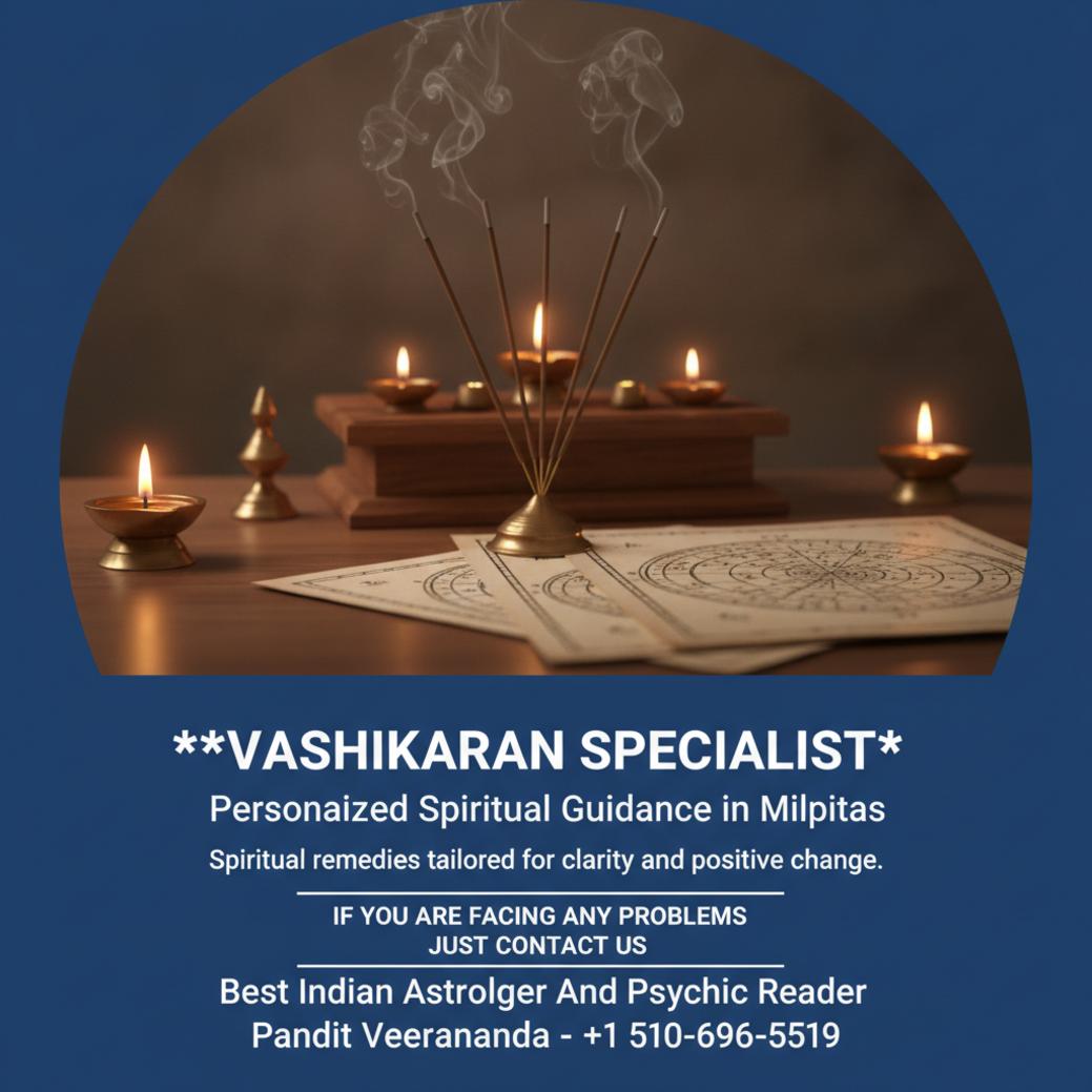 Softly lit altar with astrological charts for vashikaran specialist Milpitas