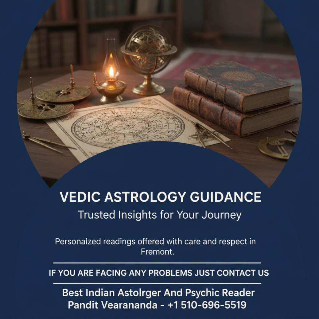 How a Vedic Astrologer in Fremont Can Guide Your Next Steps Vedic astrologer reading birth chart with traditional tools in Fremont